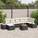 vidaXL Tuinbank Set met kussen met opslag 8 pcs Zwart poly rattan