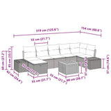 vidaXL Tuinbank Set met kussen met opslag 8 pcs Zwart poly rattan