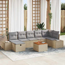 vidaXL Tuinbank Set met kussen met opslag 8 pcs Zwart poly rattan