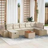 vidaXL Tuinbank Set met kussen met opslag 8 pcs Zwart poly rattan