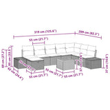 vidaXL Tuinbank Set met kussen met opslag 9 pcs Zwart poly rattan