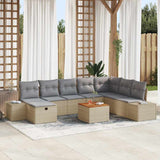 vidaXL Tuinbank Set met kussen met opslag 9 pcs Zwart poly rattan
