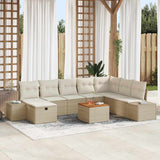 vidaXL Tuinbank Set met kussen met opslag 9 pcs Zwart poly rattan