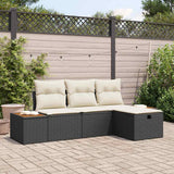 vidaXL Tuinbank Set met kussen 4 pcs Zwart Poly rattan