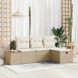vidaXL Tuinbank Set met kussen 4 pcs Zwart Poly rattan