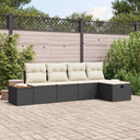 vidaXL Tuinbank Set met kussen 5 pcs Zwart poly rattan