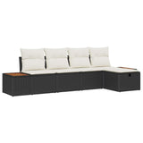 vidaXL Tuinbank Set met kussen 5 pcs Zwart poly rattan
