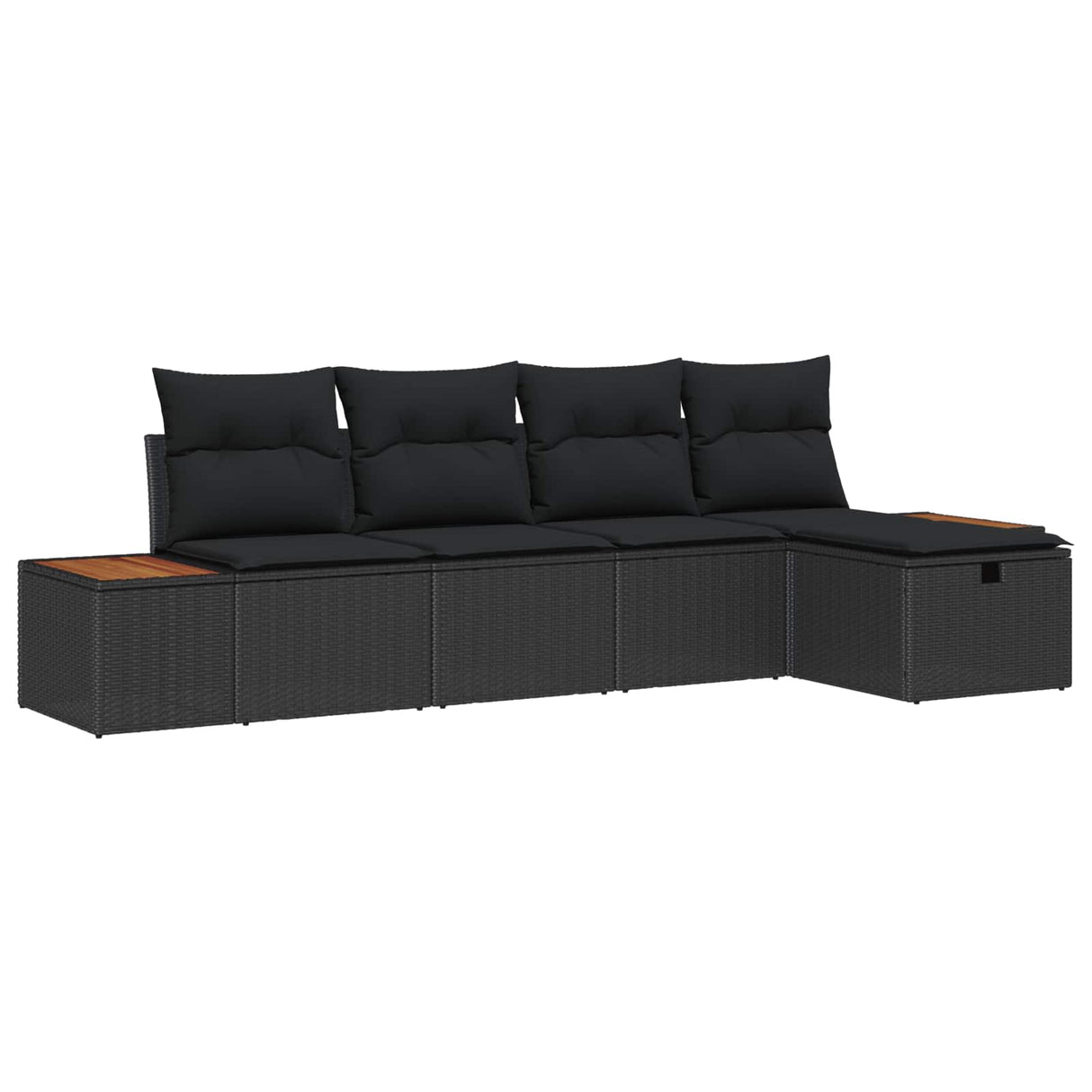 vidaXL Tuinbank Set met kussen 5 pcs Zwart poly rattan