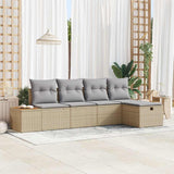 vidaXL Tuinbank Set met kussen 5 pcs Zwart poly rattan