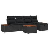vidaXL Tuinbank Set met kussen 5 pcs Zwart poly rattan