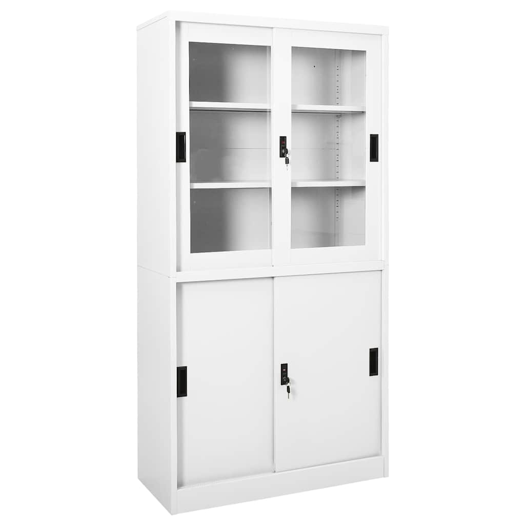 vidaXL Kantoorkast met schuifdeuren 90x40x180 cm staal wit