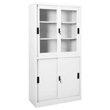 vidaXL Kantoorkast met schuifdeuren 90x40x180 cm staal wit