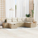 vidaXL Tuinbank Set met kussen 6 pcs Zwart poly rattan