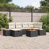 vidaXL Tuinbank Set met kussen 6 pcs Zwart poly rattan