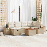 vidaXL Tuinbank Set met kussen 6 pcs Zwart poly rattan