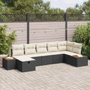vidaXL Garden Sofa Set with Cushion 8 pcs Black Poly Rattan