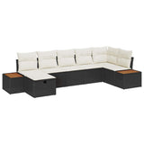 vidaXL Garden Sofa Set with Cushion 8 pcs Black Poly Rattan