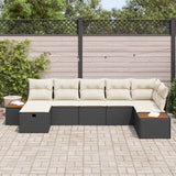 vidaXL Garden Sofa Set with Cushion 8 pcs Black Poly Rattan