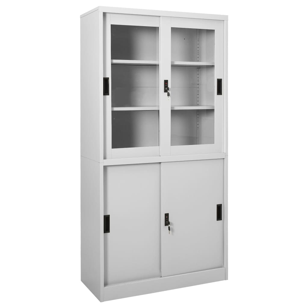 vidaXL Kantoorkast met schuifdeuren 90x40x180 cm staal wit