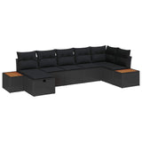 vidaXL Garden Sofa Set with Cushion 8 pcs Black Poly Rattan