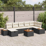 vidaXL Garden Sofa Set with Cushion 8 pcs Black Poly Rattan