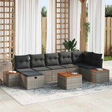 vidaXL Garden Sofa Set with Cushion 8 pcs Black Poly Rattan