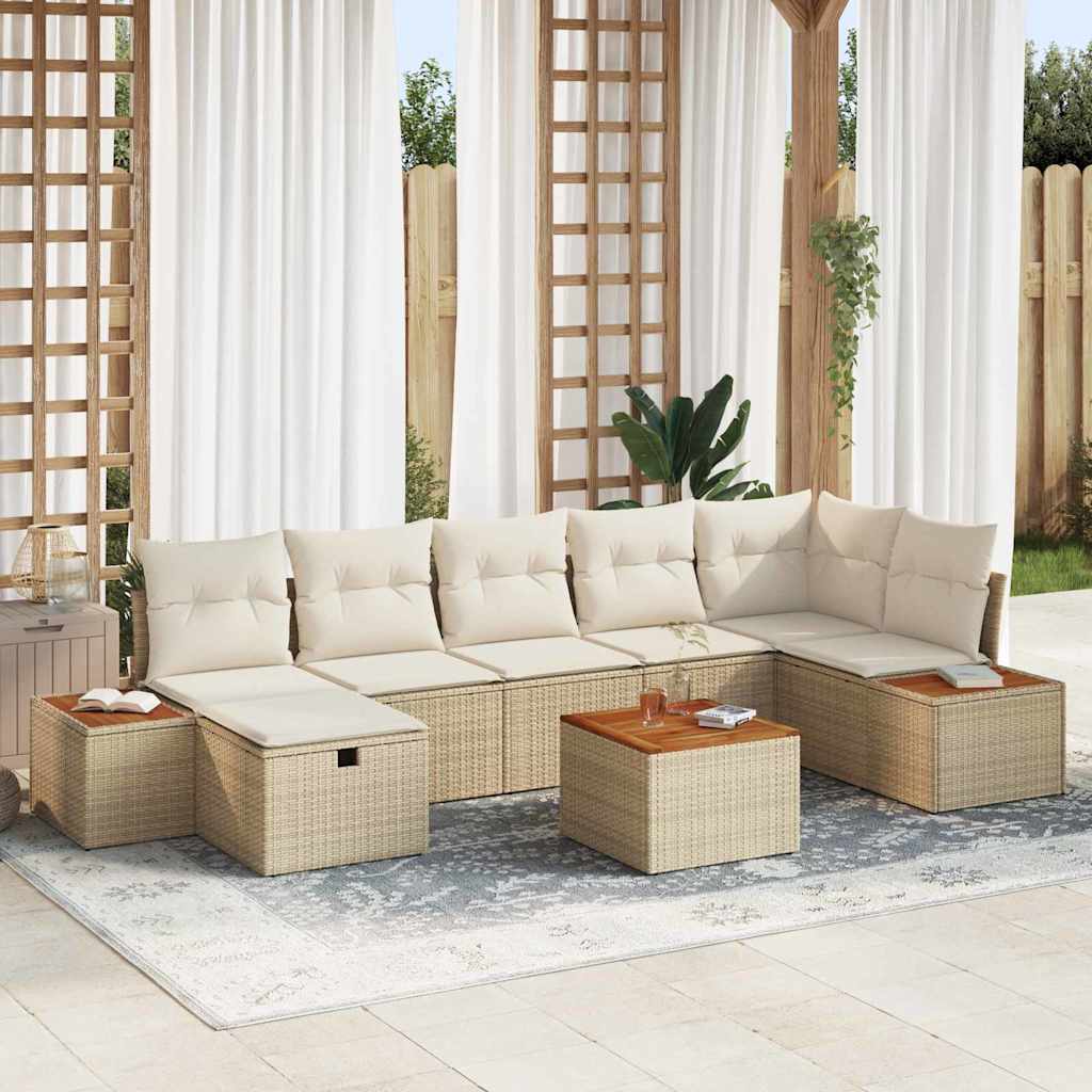 vidaXL Garden Sofa Set with Cushion 8 pcs Black Poly Rattan