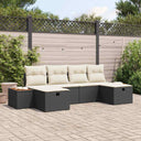 vidaXL Tuinbank Set met kussen 6 pcs Zwart Poly rattan