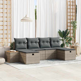 vidaXL Tuinbank Set met kussen 6 pcs Zwart Poly rattan