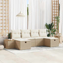 vidaXL Tuinbank Set met kussen 6 pcs Zwart Poly rattan