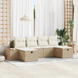 vidaXL Tuinbank Set met kussen 6 pcs Zwart Poly rattan