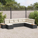 vidaXL Tuinbank Set met kussen 8 pcs Zwart poly rattan