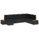 vidaXL Tuinbank Set met kussen 8 pcs Zwart poly rattan