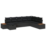 vidaXL Tuinbank Set met kussen 8 pcs Zwart poly rattan