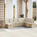 vidaXL Tuinbank Set met kussen 8 pcs Zwart poly rattan