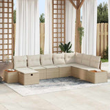 vidaXL Tuinbank Set met kussen 8 pcs Zwart poly rattan
