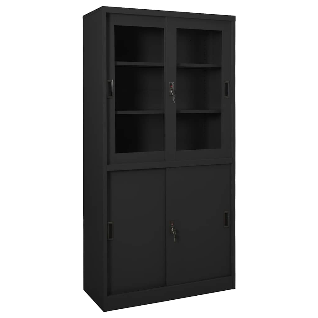 vidaXL Kantoorkast met schuifdeuren 90x40x180 cm staal wit