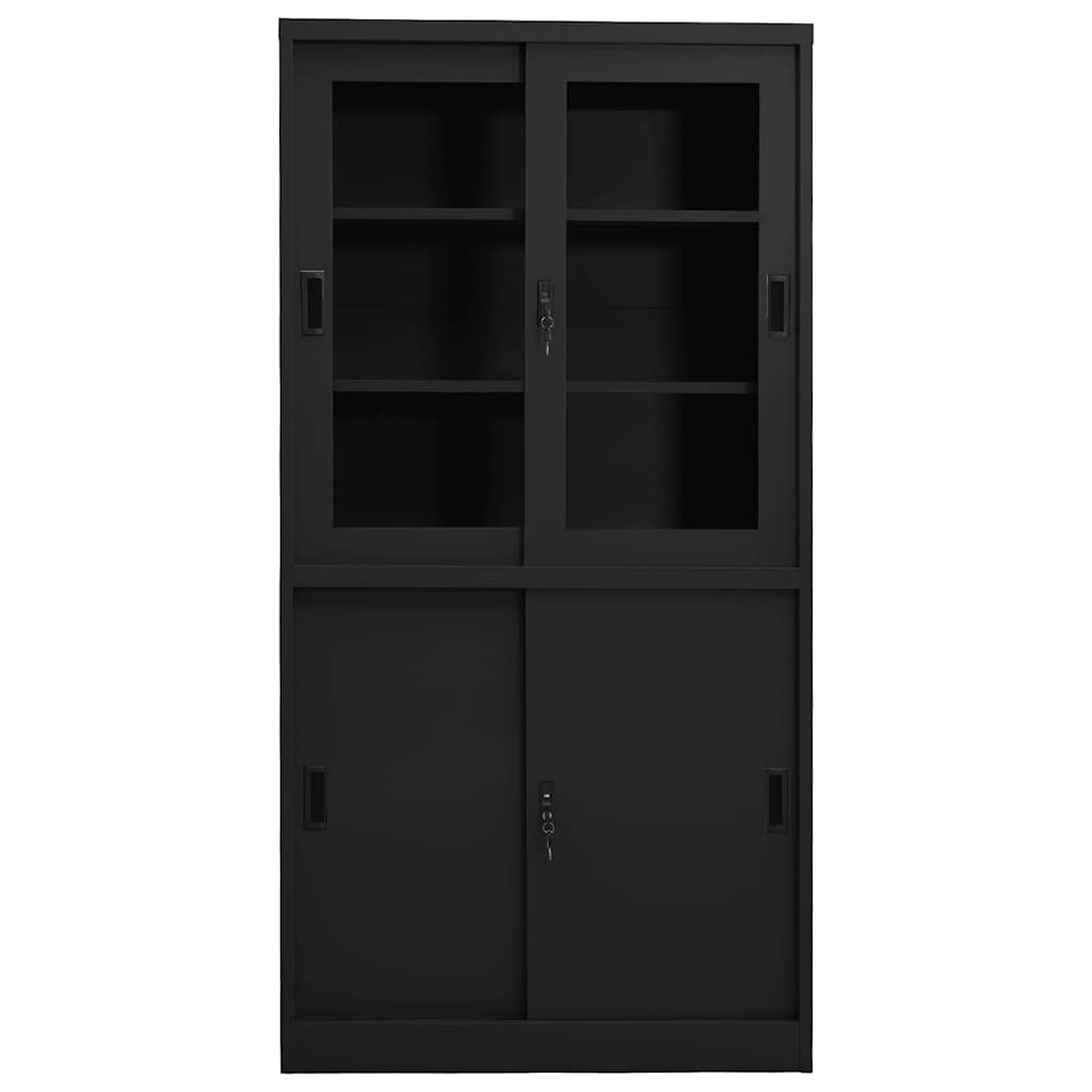 vidaXL Kantoorkast met schuifdeuren 90x40x180 cm staal wit