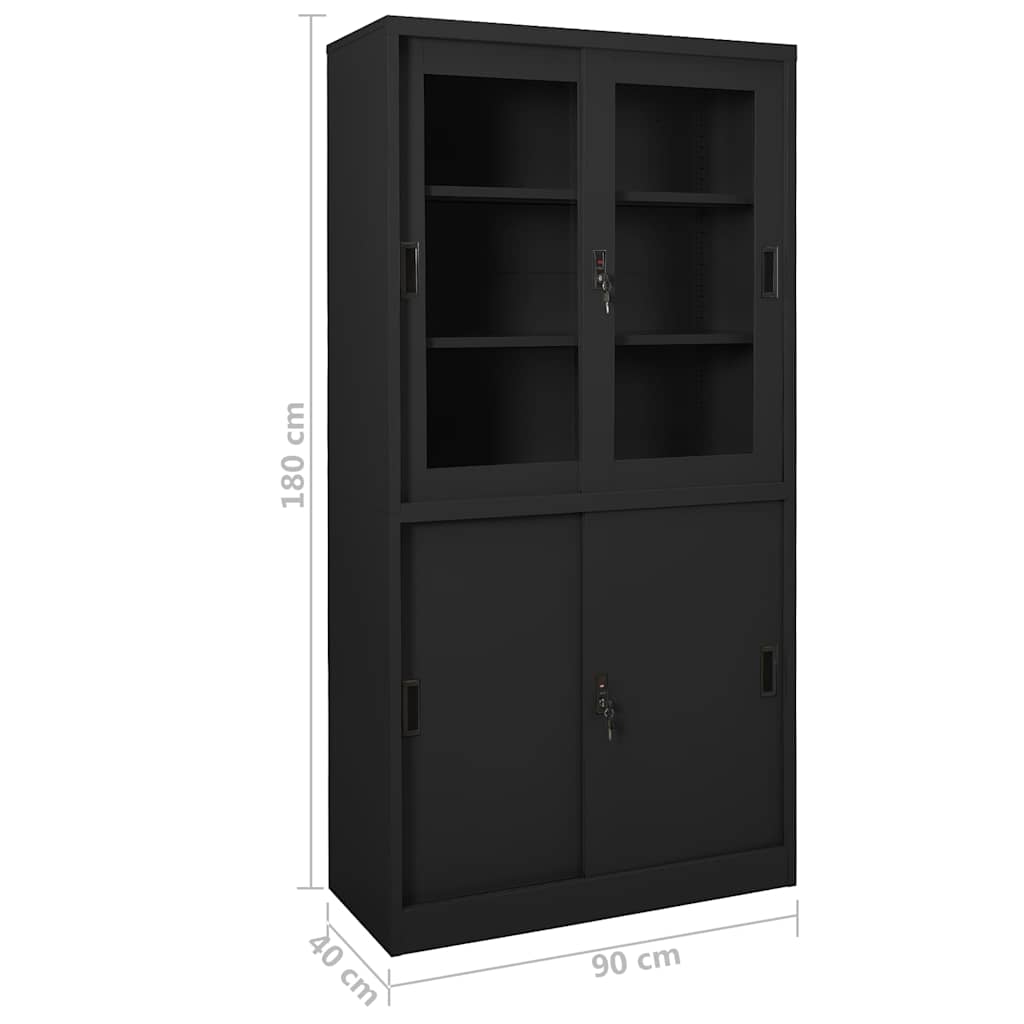 vidaXL Kantoorkast met schuifdeuren 90x40x180 cm staal wit