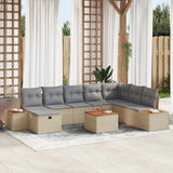 vidaXL Tuinbank Set met kussen 8 pcs Zwart poly rattan