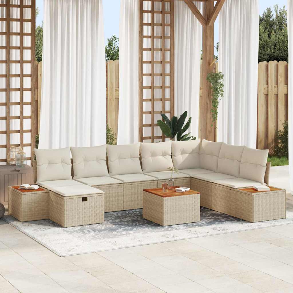 vidaXL Tuinbank Set met kussen 8 pcs Zwart poly rattan
