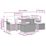 vidaXL Tuinbank Set met kussen met opslag 6 pcs Zwart Poly rattan