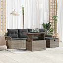 vidaXL Tuinbank Set met kussen met opslag 6 pcs Zwart Poly rattan