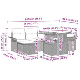 vidaXL Tuinbank Set met kussen met opslag 7 pcs Zwart poly rattan