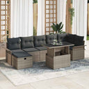 vidaXL Tuinbank Set met kussen met opslag 8 pcs Zwart Poly rattan