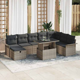 vidaXL Tuinbank Set met kussen met opslag 9 pcs Zwart Poly rattan