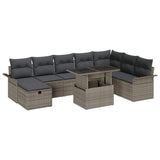 vidaXL Tuinbank Set met kussen met opslag 9 pcs Zwart Poly rattan