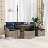 vidaXL Tuinbank Set met kussen met opslag 6 pcs Bruin Poly rattan