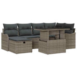 vidaXL 7-Piece Garden Lounge Set with Cushions and Storage Black Polyrattan