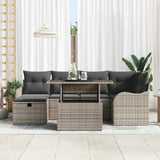 vidaXL 7-Piece Garden Lounge Set with Cushions and Storage Black Polyrattan